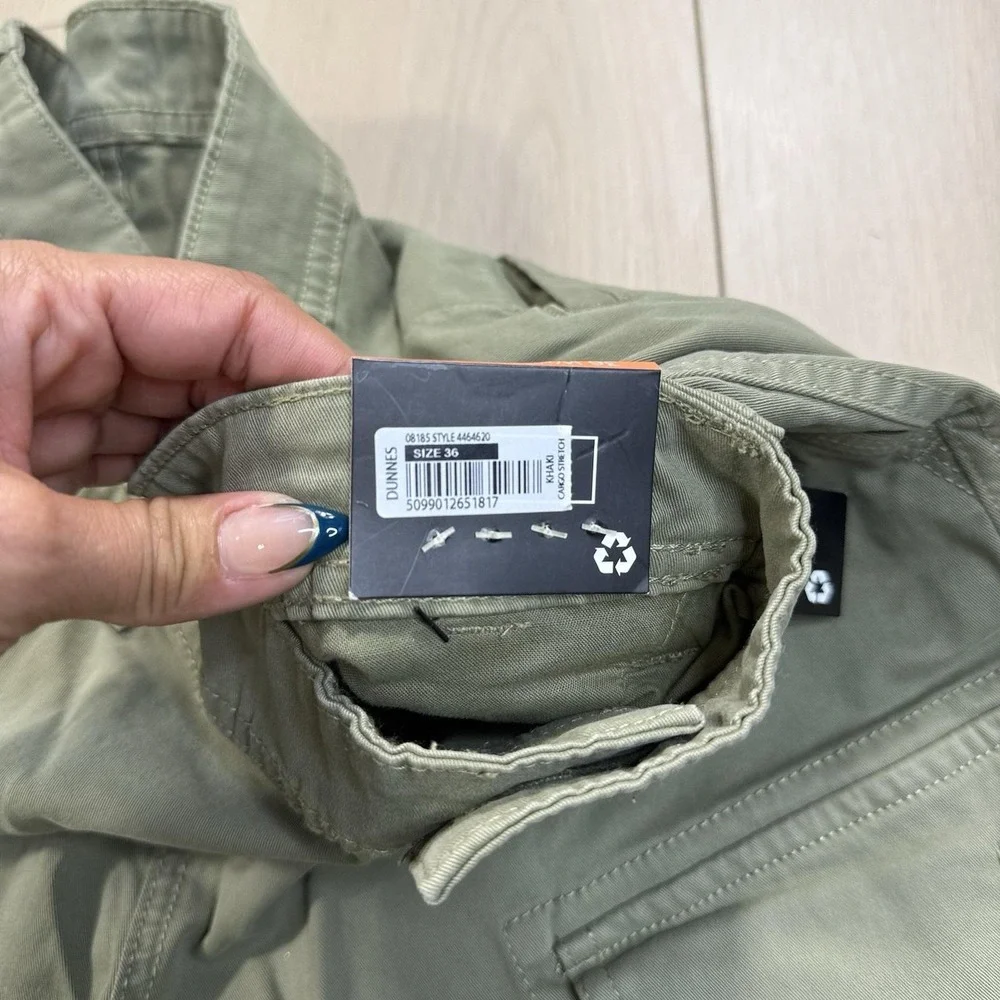 Dunnes Stores Men's Cargo Shorts Khaki Green‎ 36 Stretch Utility Pockets NWT
